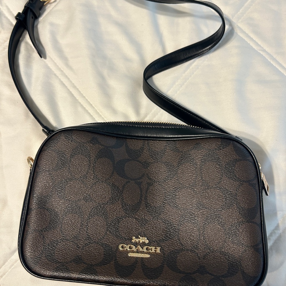 Coach Jes Crossbody bag in signature canvas, brown and black